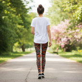 Trendy Orange & Black Op Art Geometric Muster Leggings