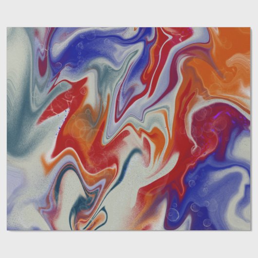 Trendy Orange Blue Marmordesign Geschenkpapier (Flach)