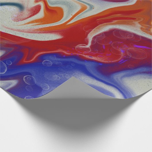 Trendy Orange Blue Marmordesign Geschenkpapier (Ecke)