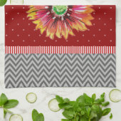 Trendy Orange Blume Dark Red Gray Kitchen Handtuch