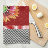 Trendy Orange Blume Dark Red Gray Kitchen Handtuch