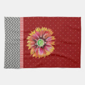 Trendy Orange Blume Dark Red Gray Kitchen Handtuch