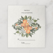 Trendy Orange Blume & Leaf Beauty Frame Platzkarte (Außenseite Aufgefaltet)