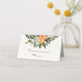 Trendy Orange Blume & Leaf Beauty Frame Platzkarte (Vorderseite)