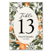 Trendy Orange Blume & Leaf Beauty Frame Tischnummer (Vorderseite)