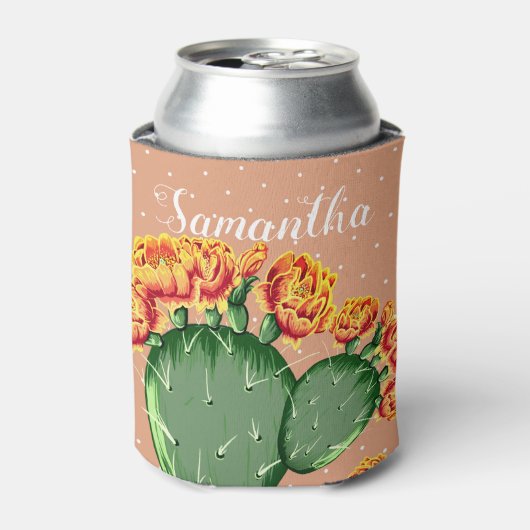 Trendy Orange Blume Prickly Pear Cactus Can Coole Dosenkühler (Kanne Vorderseite)