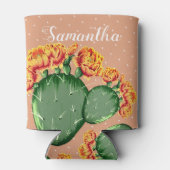 Trendy Orange Blume Prickly Pear Cactus Can Coole Dosenkühler (Rückseite)