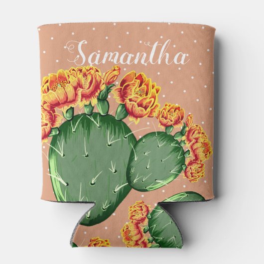 Trendy Orange Blume Prickly Pear Cactus Can Coole Dosenkühler (Rückseite)