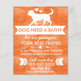 Trendy Orange Dog Grooming Flyer - personalisierba