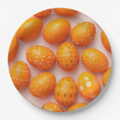 Trendy Orange Easter Eggs Pattern Paper Pappteller (Vorderseite)
