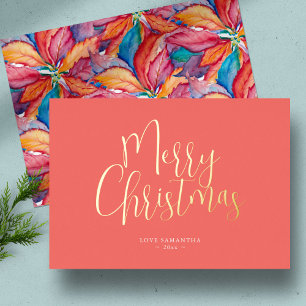 Trendy Orange Frohe Weihnachten Folien Feiertagskarte