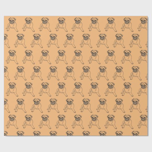 Trendy Orange Hipster Masculine Mops Zeichnend Geschenkpapier (Flach)