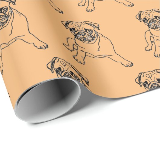 Trendy Orange Hipster Masculine Mops Zeichnend Geschenkpapier (Rolleneckpunkt)