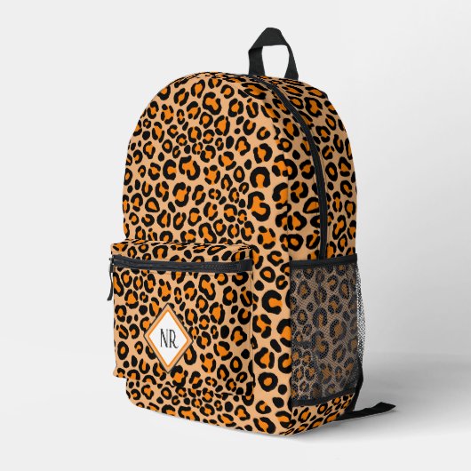 Trendy Orange Leopard Muster Cheetah Print Women Bedruckter Rucksack (Rückseitige Ecke Rechts)