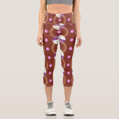 Trendy Orange Nucleus Pattern Yoga Capri Leggings (Vorderseite)