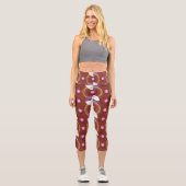 Trendy Orange Nucleus Pattern Yoga Capri Leggings (Vorderseite)
