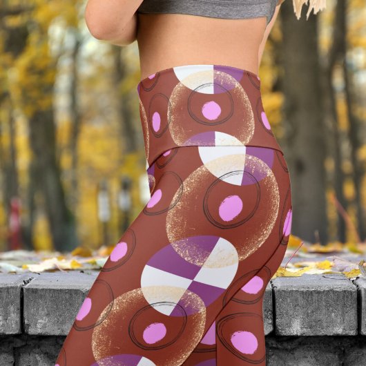 Trendy Orange Nucleus Pattern Yoga Capri Leggings
