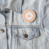 Trendy Orange Painted Stripes Monogramm und Name Button (Beispiel)