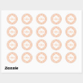 Trendy Orange Painted Stripes Monogramm und Name Runder Aufkleber (Blatt)
