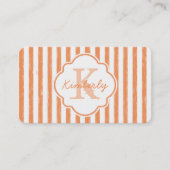 Trendy Orange Painted Stripes Monogramm und Name Visitenkarte (Vorderseite)