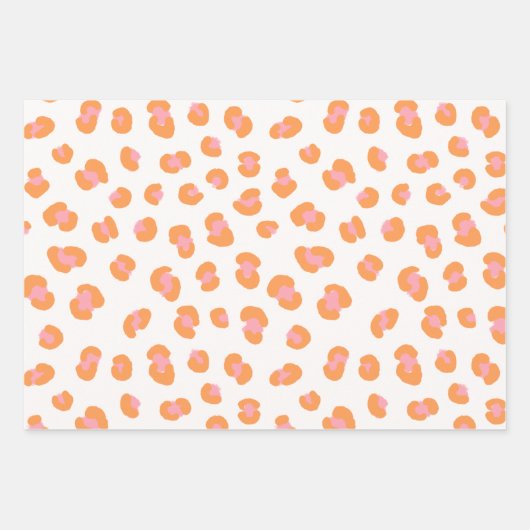 Trendy Orange Pink Leopard Druckgeschenk Geschenkpapier Set (Vorderseite 2)