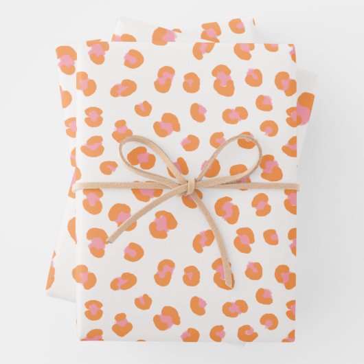 Trendy Orange Pink Leopard Druckgeschenk Geschenkpapier Set (Beispiel)