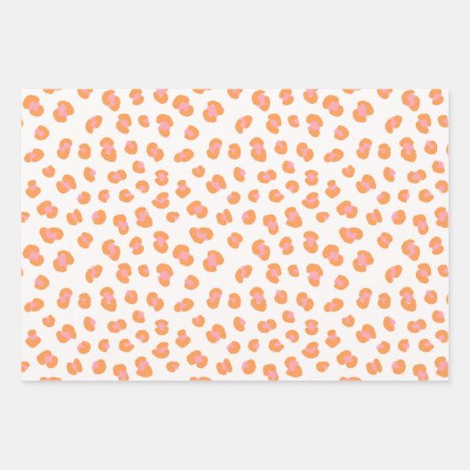 Trendy Orange Pink Leopard Druckgeschenk Geschenkpapier Set (Vorderseite)