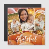 Trendy Orange Pumpkin Foto dankbar Magnetkarte (Vorne/Hinten)