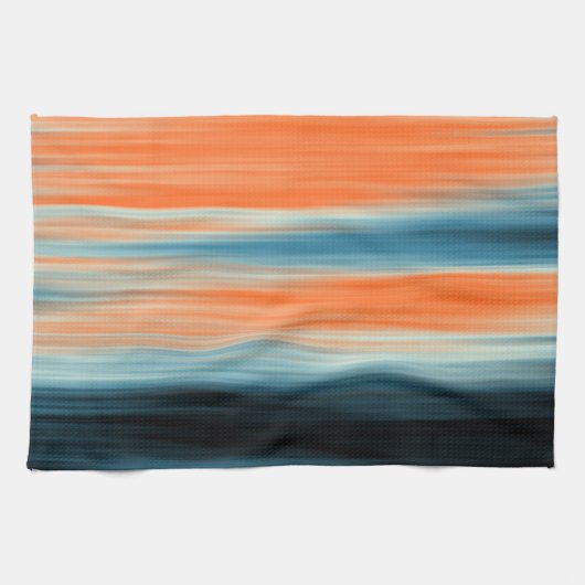 Trendy Orange Red Blue Stripes Handtuch (Horizontal)