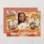 Trendy Orange Red Family Foto Erntedank Postkarte (Vorne/Hinten)