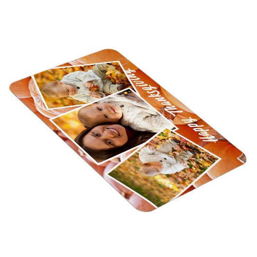 Trendy Orange Red Family Fotos Erntedank Magnet (Rechte Seite)