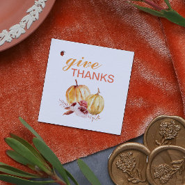 Trendy Orange & Red Give Danke & Pumpkin Geschenkanhänger