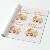 Trendy Orange & Red Give Danke & Pumpkin Geschenkpapier (Ungerollt)