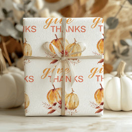 Trendy Orange & Red Give Danke & Pumpkin Geschenkpapier Set