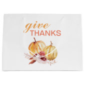 Trendy Orange & Red Give Danke & Pumpkin Große Geschenktüte (Vorderseite)