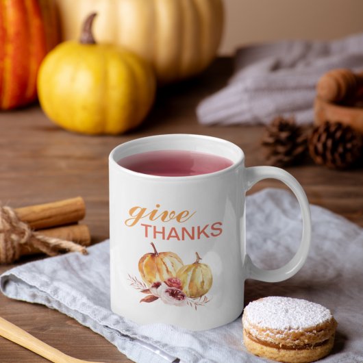 Trendy Orange & Red Give Danke & Pumpkin Kaffeetasse