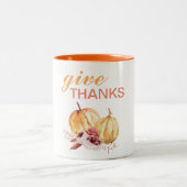 Trendy Orange & Red Give Danke & Pumpkin Zweifarbige Tasse (Mittel)