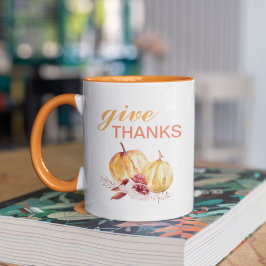 Trendy Orange & Red Give Danke & Pumpkin Zweifarbige Tasse
