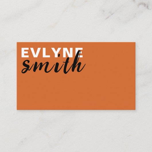 Trendy Orange Squash QR Code Lässiges Skript Visitenkarte (Vorderseite)