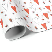 Trendy Orange und Black Niedlich Heart Pattern Geschenkpapier (Rolleneckpunkt)