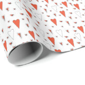 Trendy Orange und Black Niedlich Heart Pattern Geschenkpapier (Rolleneckpunkt)