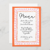 Trendy Orange und Pink Squiggle Wavy Border Menu Menükarte (Vorne/Hinten)