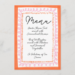 Trendy Orange und Pink Squiggle Wavy Border Menu Menükarte