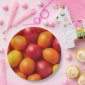 Trendy orange&yellow Easter Eggs Pattern Paper Pappteller (Party)