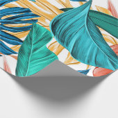 Trendy Orange Yellow Green Tropical Dschungel Blät Geschenkpapier (Ecke)