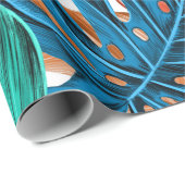 Trendy Orange Yellow Green Tropical Dschungel Blät Geschenkpapier (Rolleneckpunkt)