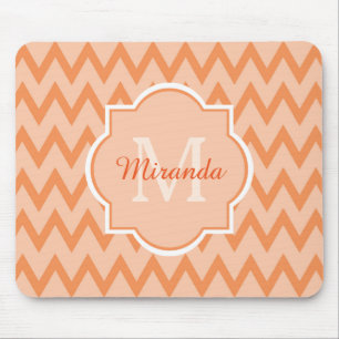 Trendy orange Zickzack Zickzack-Name und Monogramm Mousepad