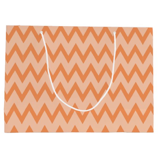 Trendy Orange Zickzack Zigzag Name und Monogram Große Geschenktüte (Rückseite)