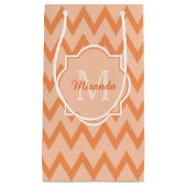Trendy Orange Zickzack Zigzag Name und Monogram Kleine Geschenktüte (Vorderseite)