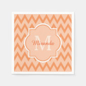 Trendy Orange Zickzack Zigzag Name und Monogram Serviette (Vorderseite)